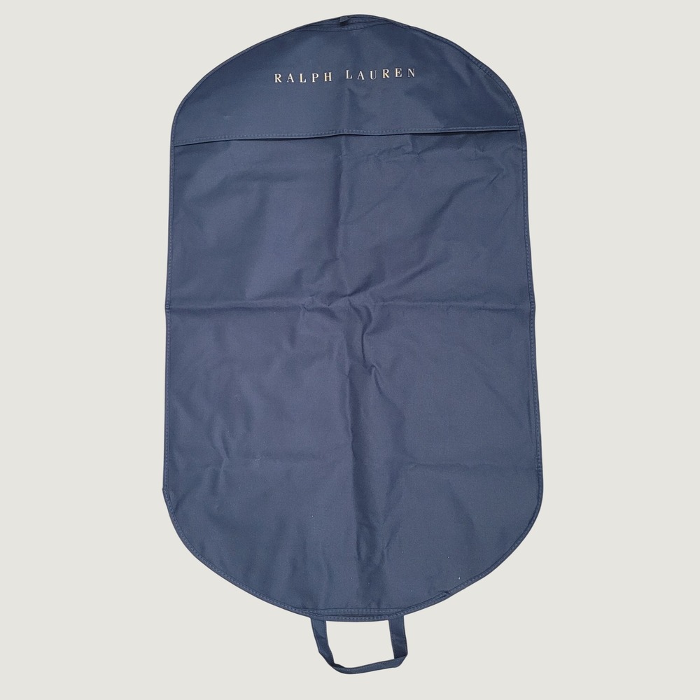Ralph Lauren Navy Blue Garment Bag Travel Suit Cover Gold Logo Foldable Bag